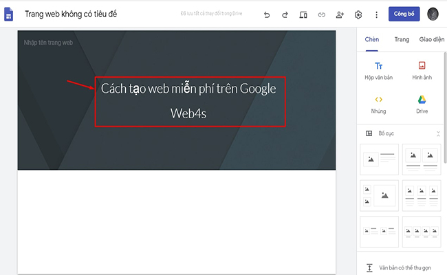 Nhập tiêu đề cho website